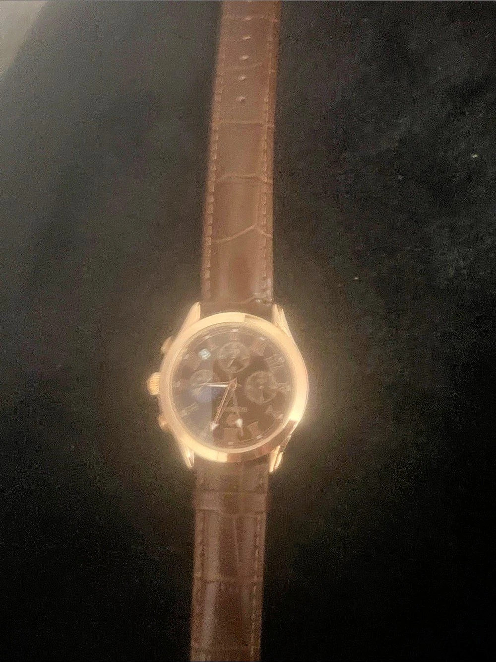 Chronograph Watch in Brown & Gold Like New